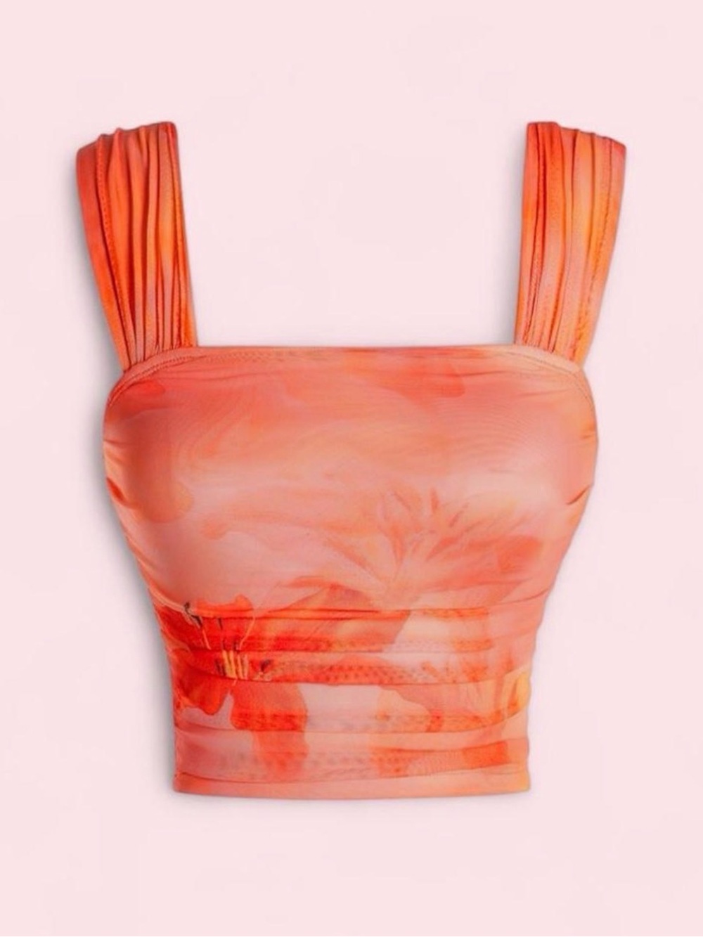 orange tropical crop tank